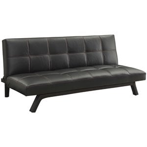coaster faux leather tufted sleeper sofa in black