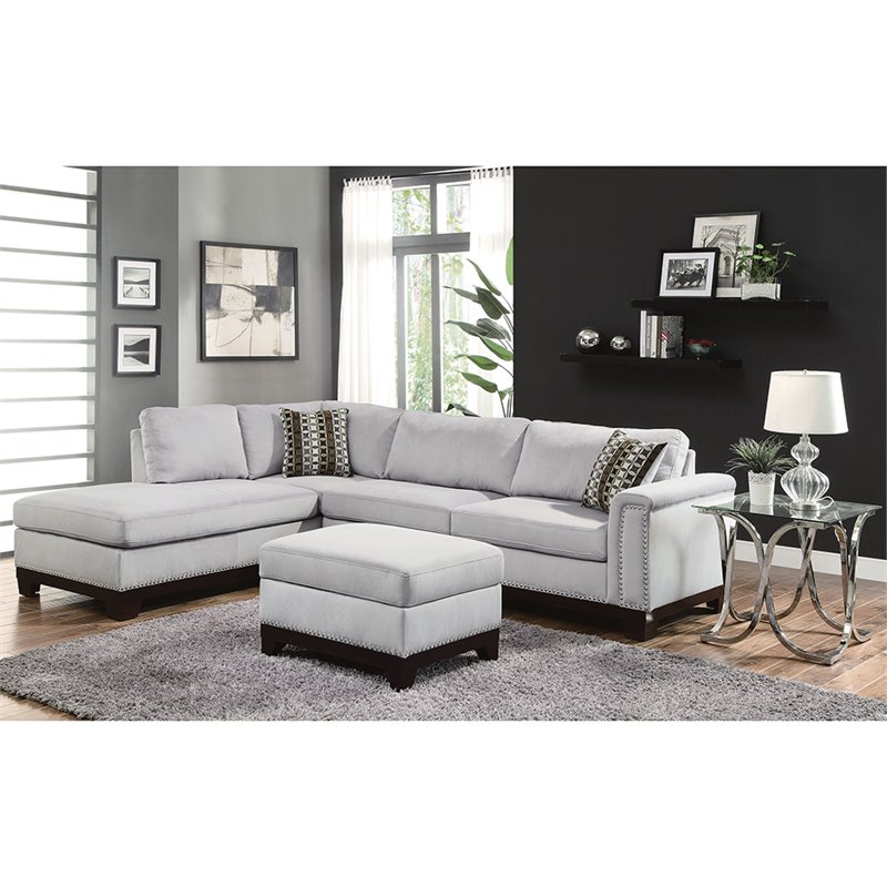 Coaster Mason Velvet Sectional In Blue Grey