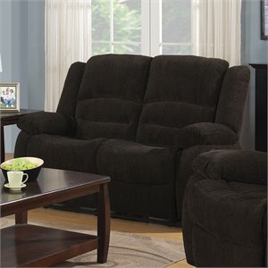 Coaster Fabric Reclining Loveseat in Brown