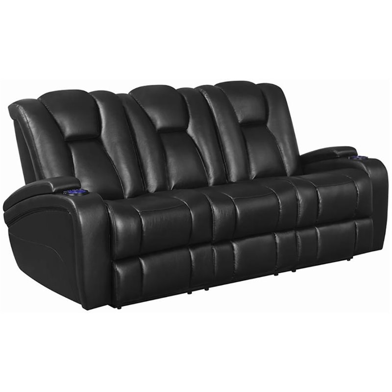 Coaster Delange Faux Leather Power, Faux Leather Reclining Sofa