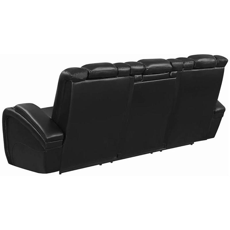 Coaster Delange Faux Leather Power Reclining Sofa in Black ...