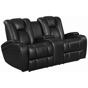 coaster delange faux leather power reclining loveseat in black