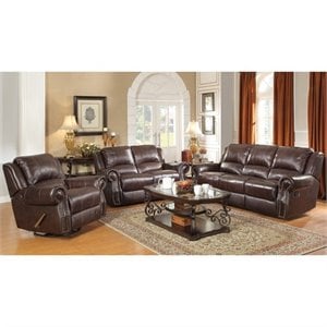 coaster rawlinson faux leather motion reclining sofa set in tobacco