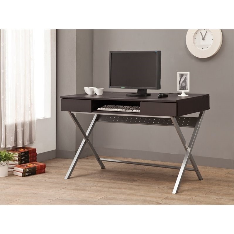 Coaster Desk with Built In Outlet in Cappuccino - 800117