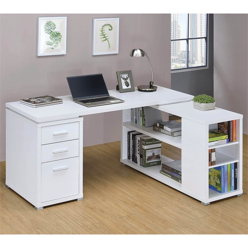 Coaster Yvette L Shaped Writing Desk In White 800516ii