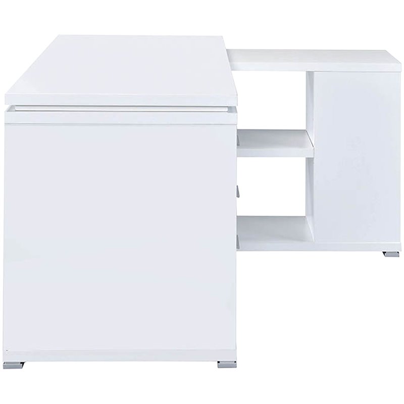 coaster yvette l shaped writing desk in white