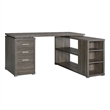 Yvette 60-inch 3-drawer L-Shape Wood Computer Desk Weathered Gray