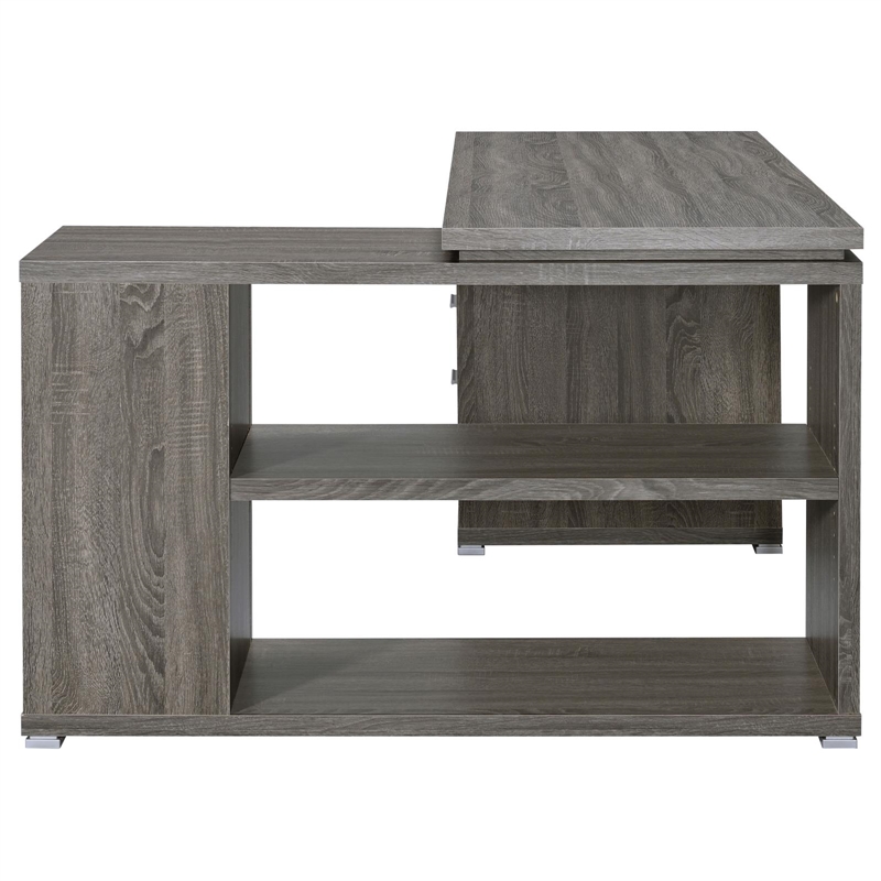 Yvette 60-inch 3-drawer L-Shape Wood Computer Desk Weathered Gray