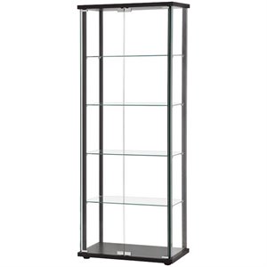 coaster 5 contemporary wood shelf glass curio cabinet in black