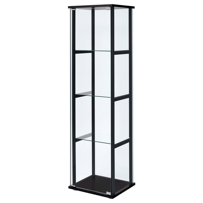 Coaster® Black/Clear 5-Shelf Glass Curio Cabinet