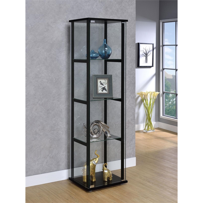 Coaster Cyclamen 4 shelf Glass Curio Cabinet Black and Clear