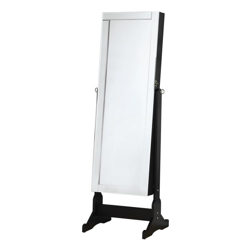 Cortez Cheval Mirror with Jewelry Storage Black