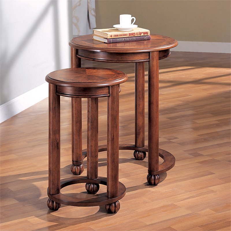 Coaster 2 Piece Round Nesting End Table Set in Warm Amber ...