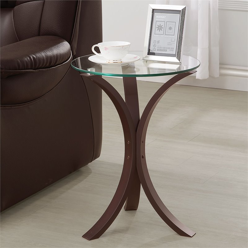 Coaster Round Glass Top Accent End, Round Accent Table With Glass Top