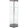 Zahavah 4-shelf Hexagonal Clear Glass Curio Cabinet Black