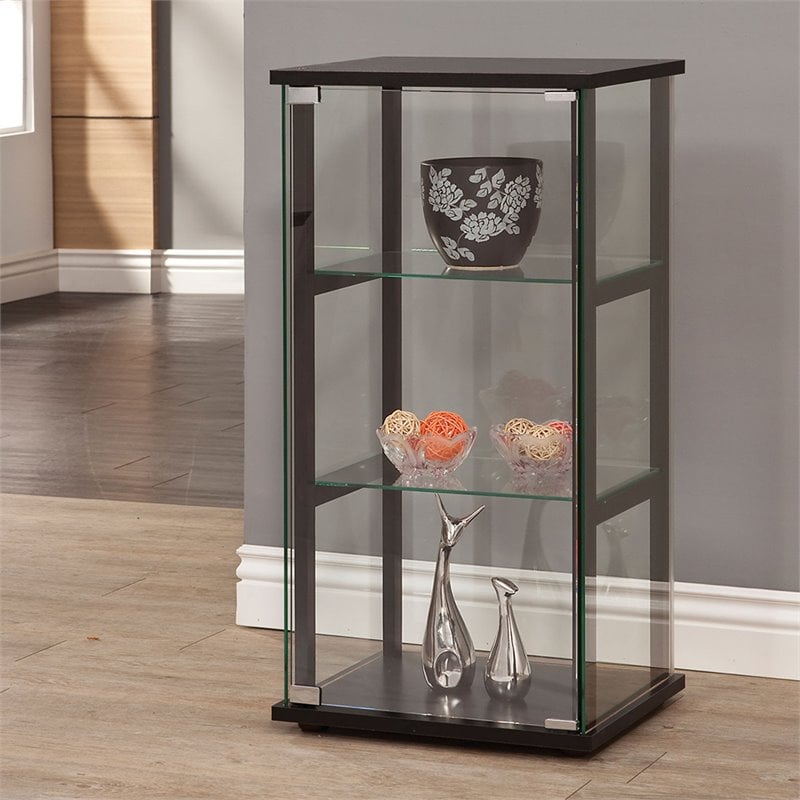 Coaster 3 Shelf Glass Curio Cabinet in Black