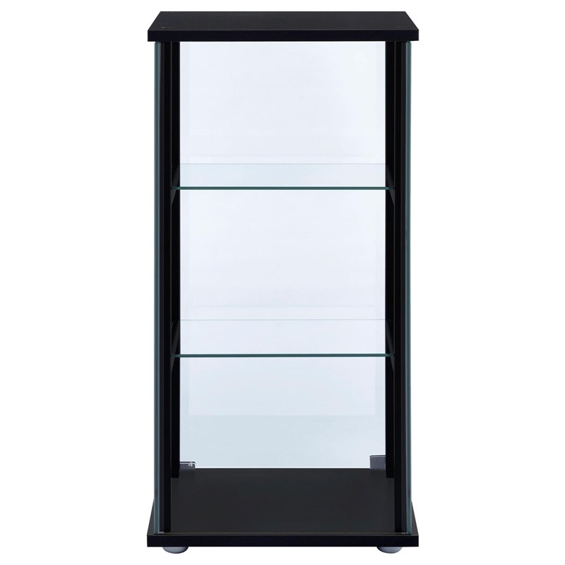 Cyclamen 3-shelf Clear Glass Curio Display Cabinet Black