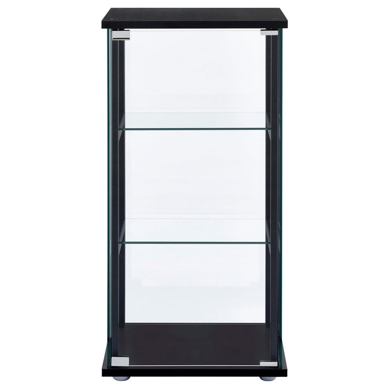 Cyclamen 3-shelf Clear Glass Curio Display Cabinet Black