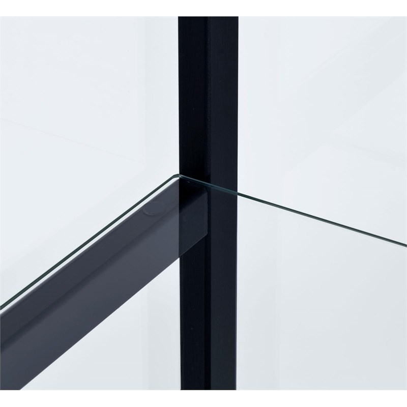 Cyclamen 3-shelf Clear Glass Curio Display Cabinet Black