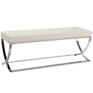 coaster faux leather living room bench in silver