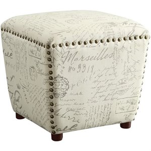 coaster upholstered ottoman in off white and gray