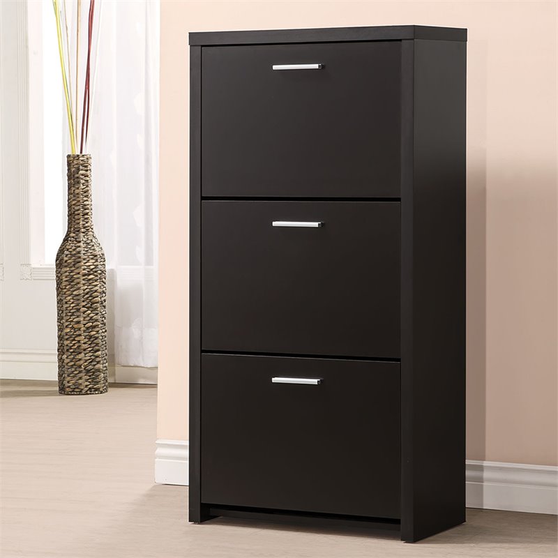 Coaster 3 Drawer Tall Shoe Cabinet in Black and Silver