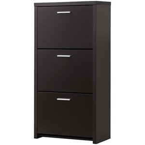coaster 3 drawer tall shoe cabinet in black and silver