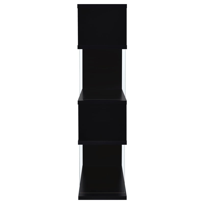 Coaster 4-Shelf Asymmetrical Snaking Contemporary Wood Bookcase in Black