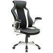 Coaster Dustin Faux Leather Swivel Office Chair with Adjustable Armrest in Black