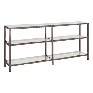 Coaster Contemporary 2-Tier Glass Bookcase with Metal Frame in Black