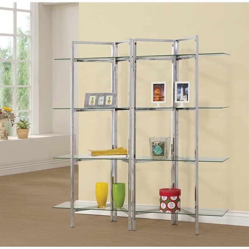 Coaster Contemporary Metal Bookcase in Chrome 801019