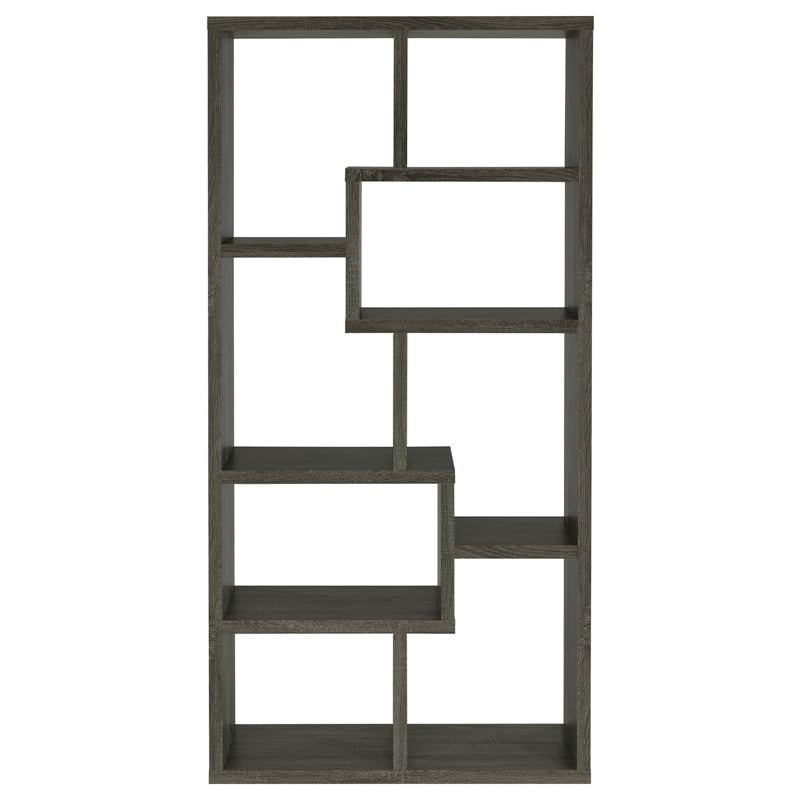 Theo 71-inch 6-shelf Wood Bookshelf Weathered Gray