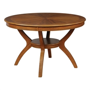 coaster nelms round dining table with shelf in brown