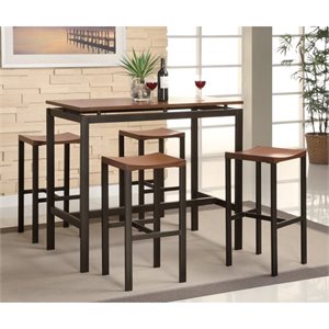 coaster atlas 5 piece counter height dining set in brown and black