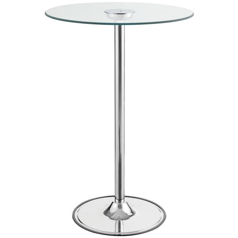 Thea Round 28-inch Glass Top LED Bistro Bar Table Chrome
