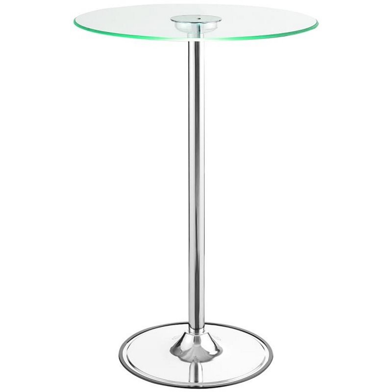 Thea Round 28-inch Glass Top LED Bistro Bar Table Chrome