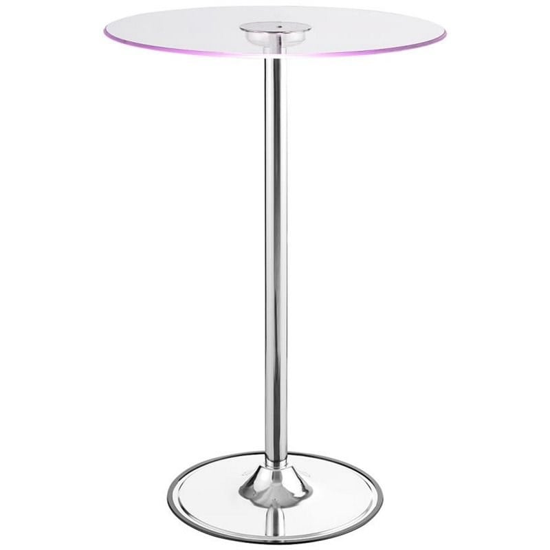 Thea Round 28-inch Glass Top LED Bistro Bar Table Chrome