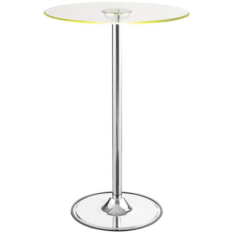 Thea Round 28-inch Glass Top LED Bistro Bar Table Chrome