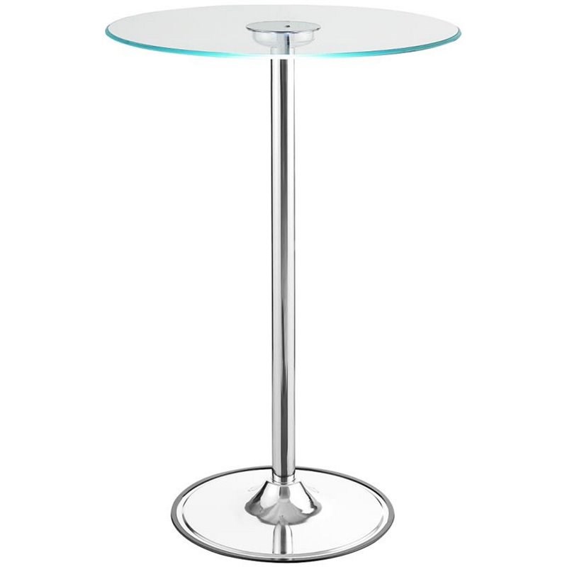 Thea Round 28-inch Glass Top LED Bistro Bar Table Chrome
