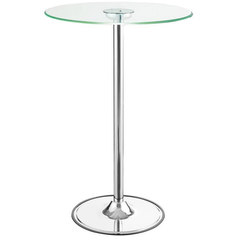 Thea Round 28-inch Glass Top LED Bistro Bar Table Chrome