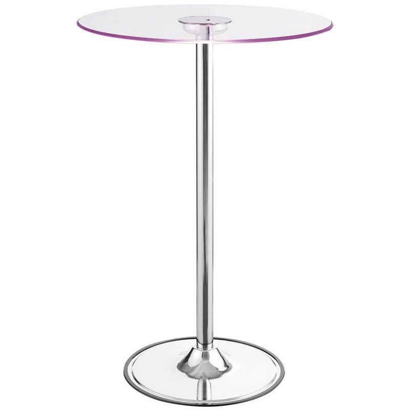 Thea Round 28-inch Glass Top LED Bistro Bar Table Chrome