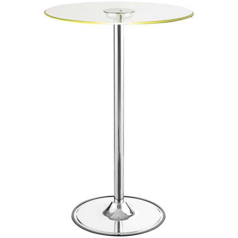 Thea Round 28-inch Glass Top LED Bistro Bar Table Chrome