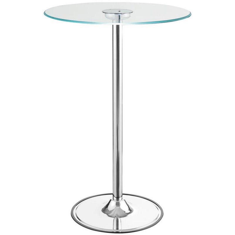 Thea Round 28-inch Glass Top LED Bistro Bar Table Chrome