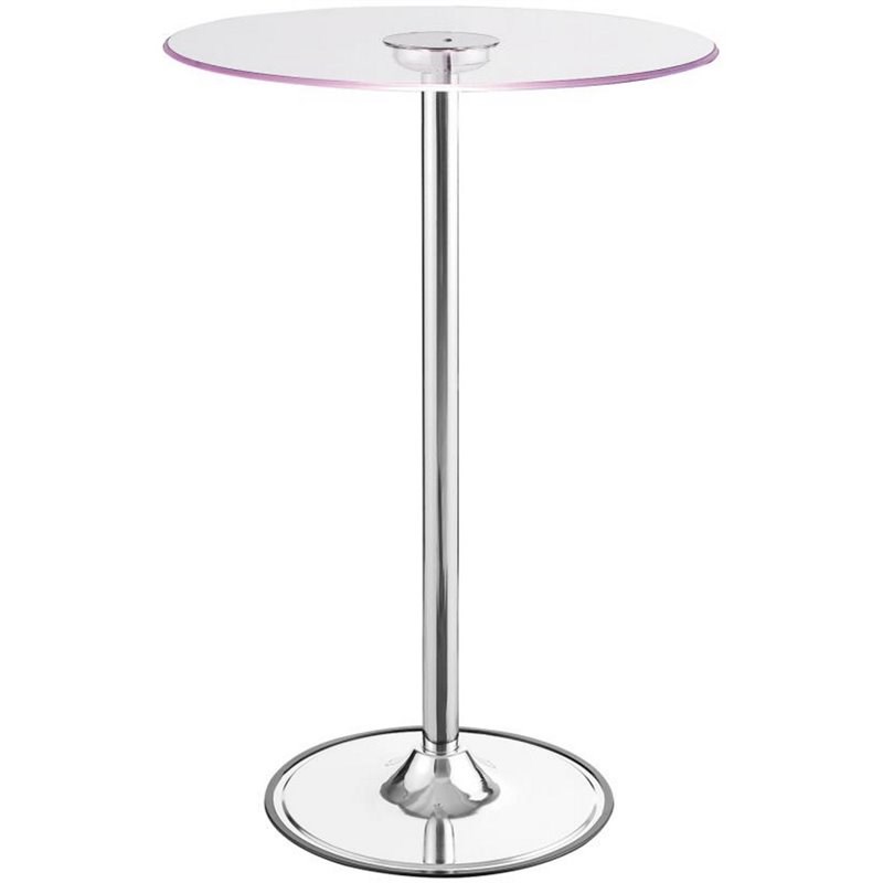 Thea Round 28-inch Glass Top LED Bistro Bar Table Chrome