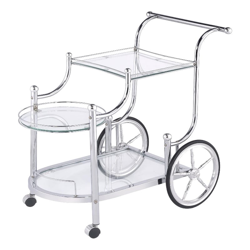 Sarandon 3-tier Glass Shelf Metal Bar Cart Chrome
