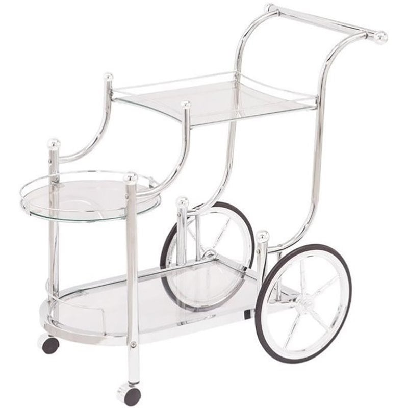 Coaster 3 Tier Glass Top Serving Cart in Chrome Cymax Business