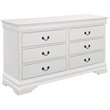 Coaster Louis Philippe 6 Drawer Double Dresser in White