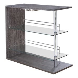 coaster prescott wood 2-shelf pub table with wine storage in gray
