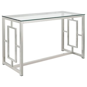 Merced Glass Top Metal Entryway Console Table Nickel