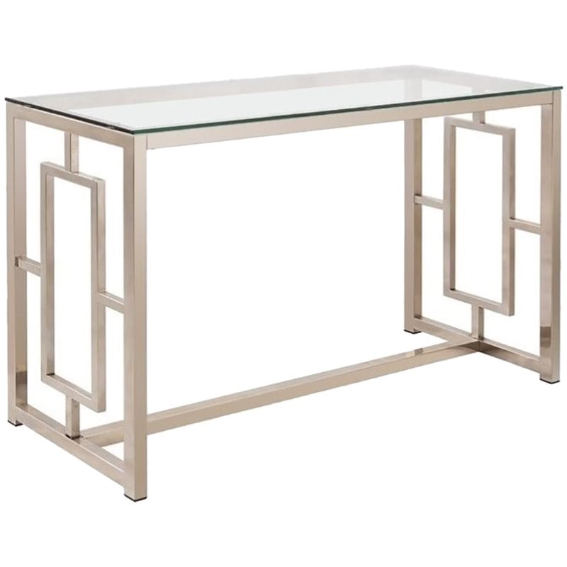 Coaster Cairns Glass Top Console Table, Clear Glass Sofa Table